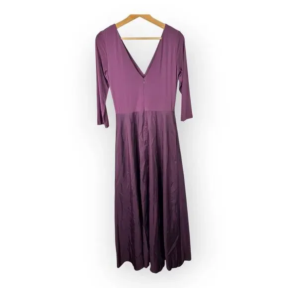 Alfred Sung Womens size 8 3/4 Sleeve Draped Full Skirt Dress Gown Aubergine D736 - Picture 4 of 10